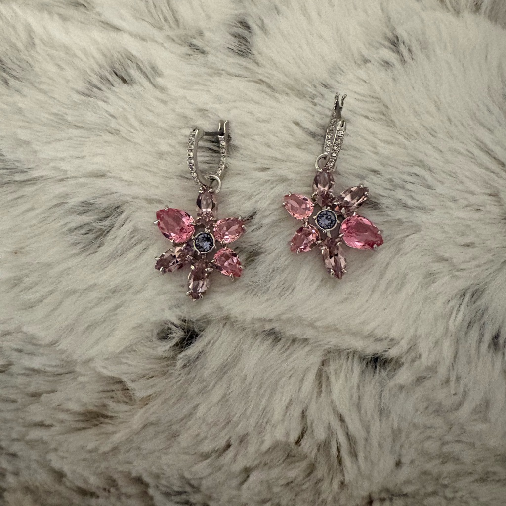 Swarovski Pink And Purple Crystal Earrings 75$